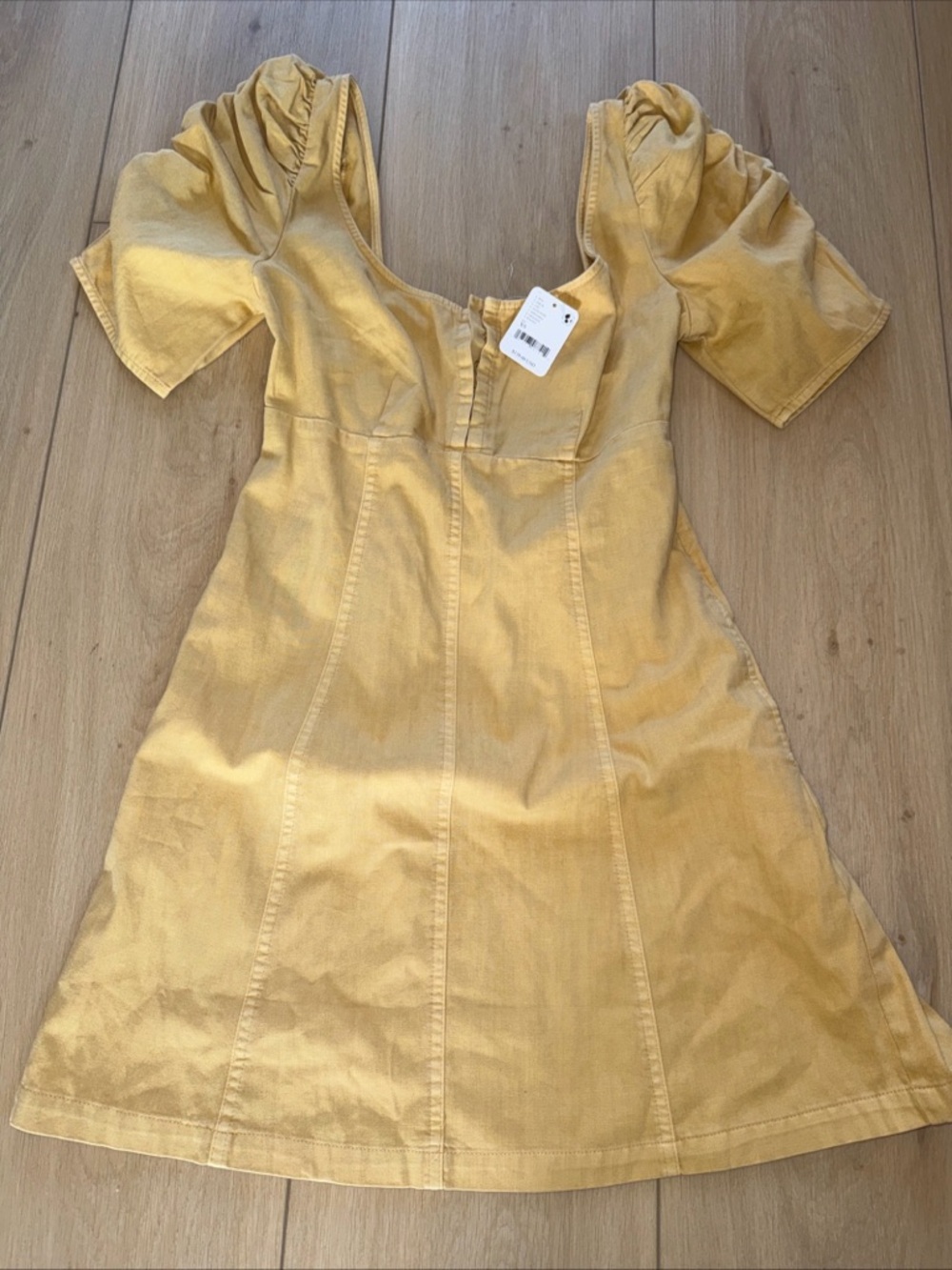 Free People Yellow Mini Dress with Puff Sleeves - Picture 2 of 7